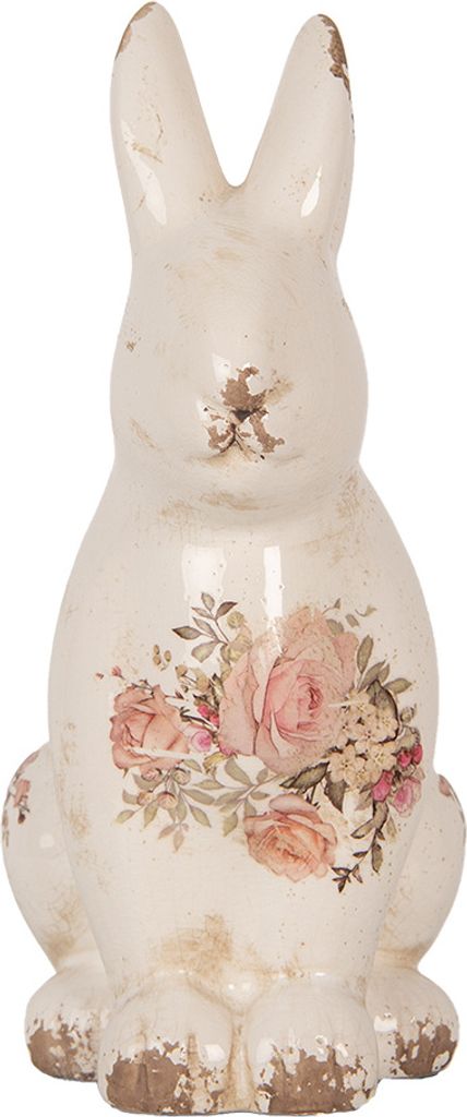 Clayre & Eef Dekorationsfigur Kaninchen 13x10x21 cm Beige Keramik