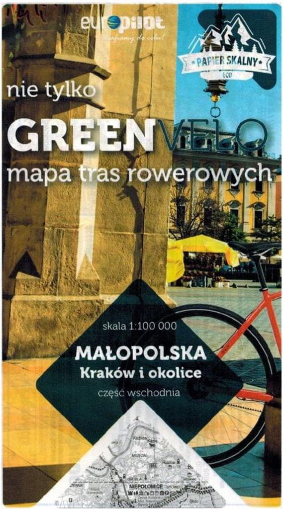 Krakau und Umgebung, östlicher Teil. Kleinpolen. Wasserfeste Radkarte. Nicht nur Green Velo. Euro Pilot