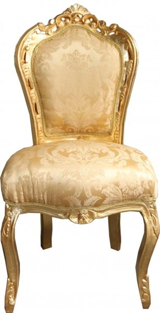 Casa Padrino Barock Esszimmer Stuhl Gold Blumen Muster / Produktbild 