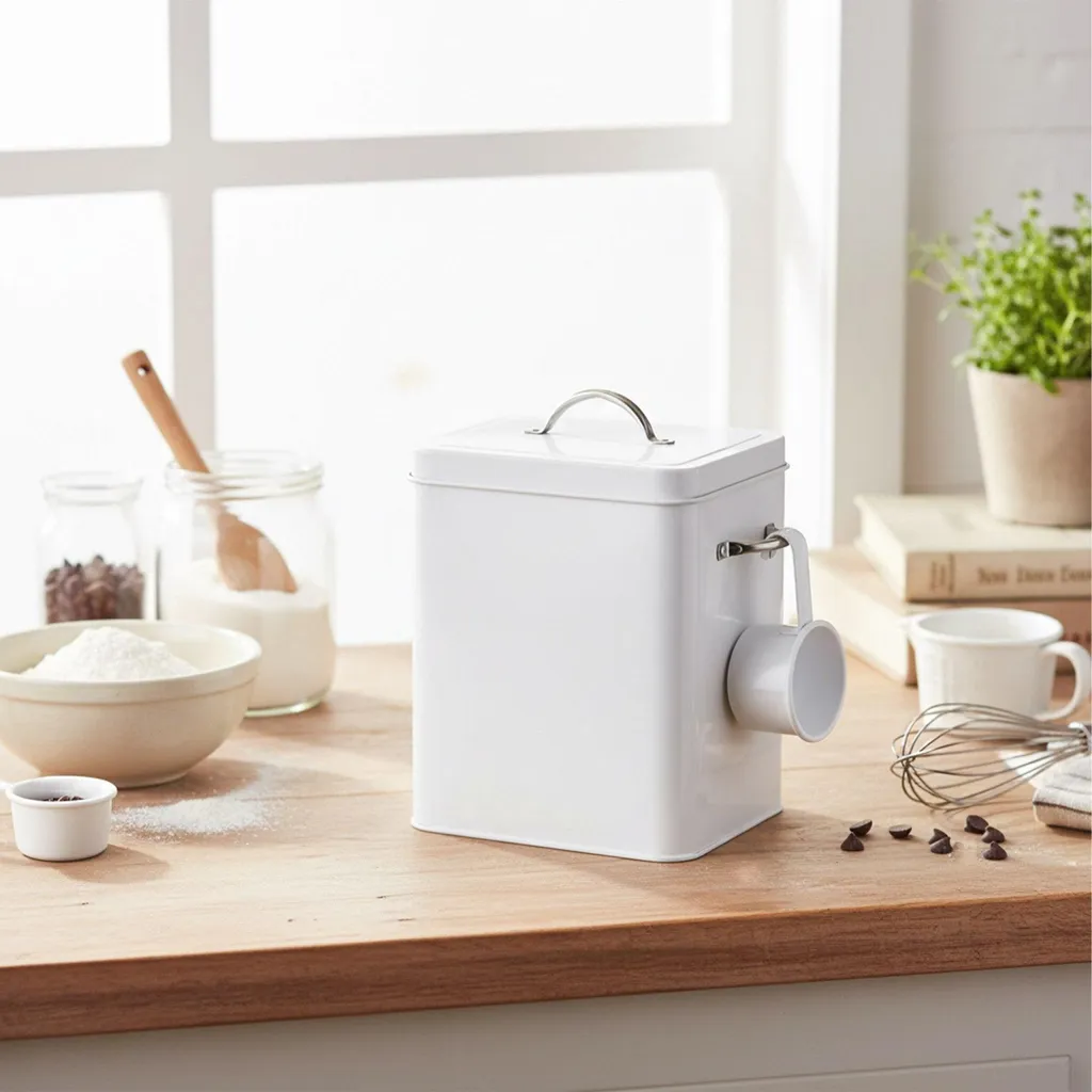 Boîte de conservation métallique 6L, bac de rangement pour cuisine et salon