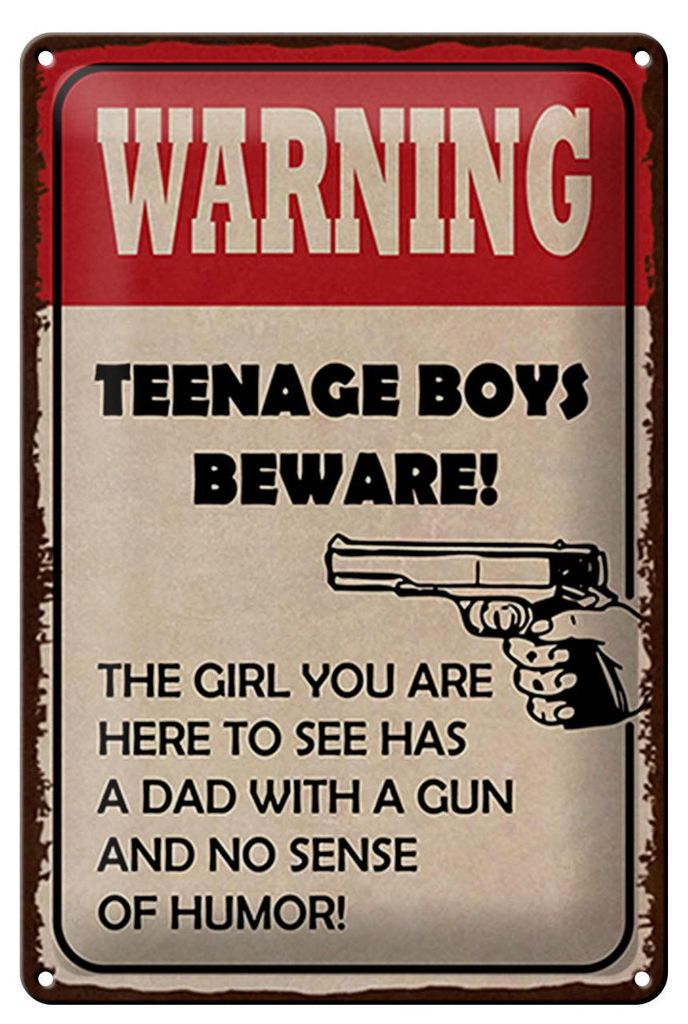 Blechschild Spruch 20x30cm warning teenage boys Produktbild 