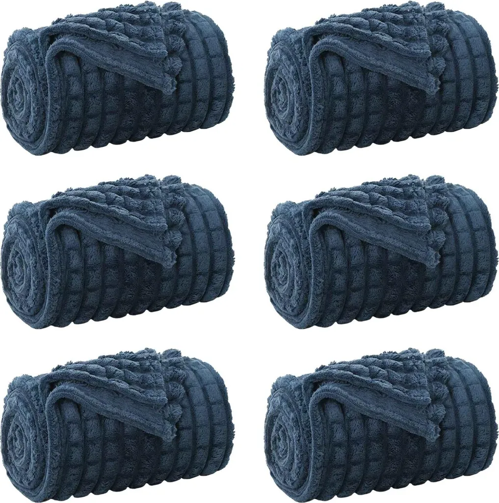 6 Coperte Pile vidaXL 150x130 cm Blu Navy - Ideali per Camping