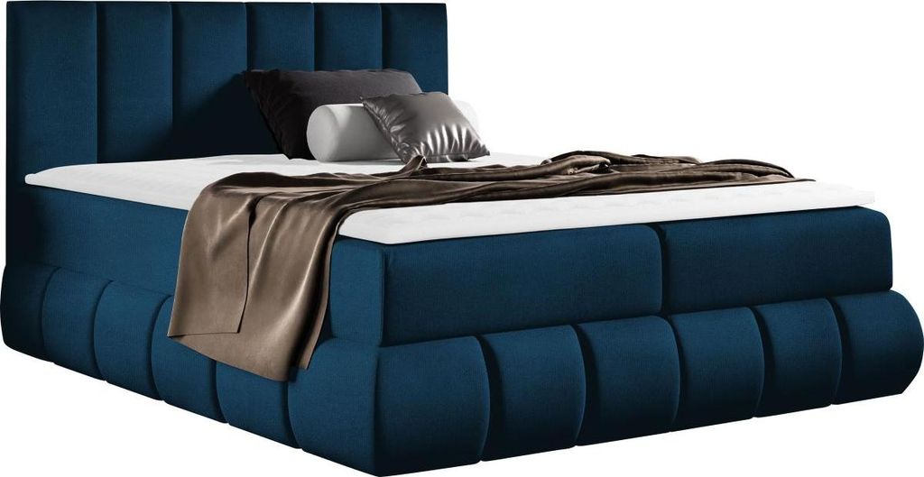 MIRJAN24 Boxspringbett Venezia, Ehebett mit zwei Bettkästen, Doppelbett mit Topper, Schlafzimmer (Kronos 09 Größe: 200x200 cm)