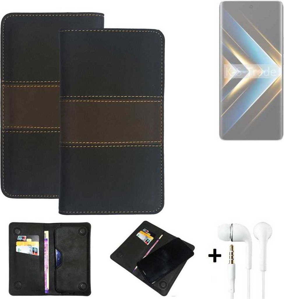 K-S-Trade Handyhülle + Kopfhörer kompatibel mit Honor X50 GT Schutzhülle Walletcase Bookstyle Tasche Schutz Case Hülle Wallet Cover Kunstleder
