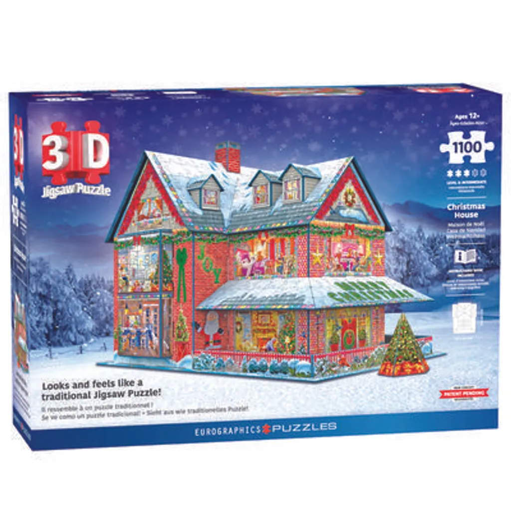 Puzzle 3D Maison de Noël sans Colle - Kit Déco Hiver Facile à Assembler