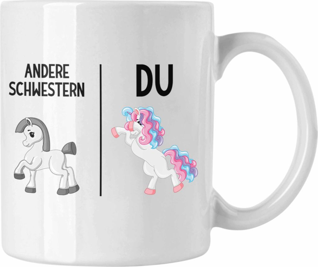 Trendation - Schwester Geschenk Geburtstag Tasse Geschenkideen Tassen mit Spruch für Beste Schwester (Weiß)