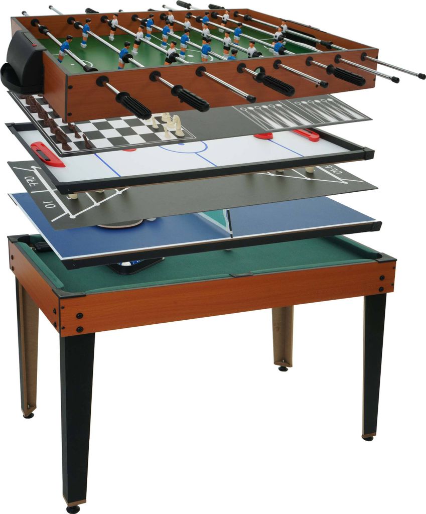 Tischkicker MCW-M33, Tischfußball Billard Hockey 7in1 Multiplayer Spieletisch, MDF 80x123x101cm