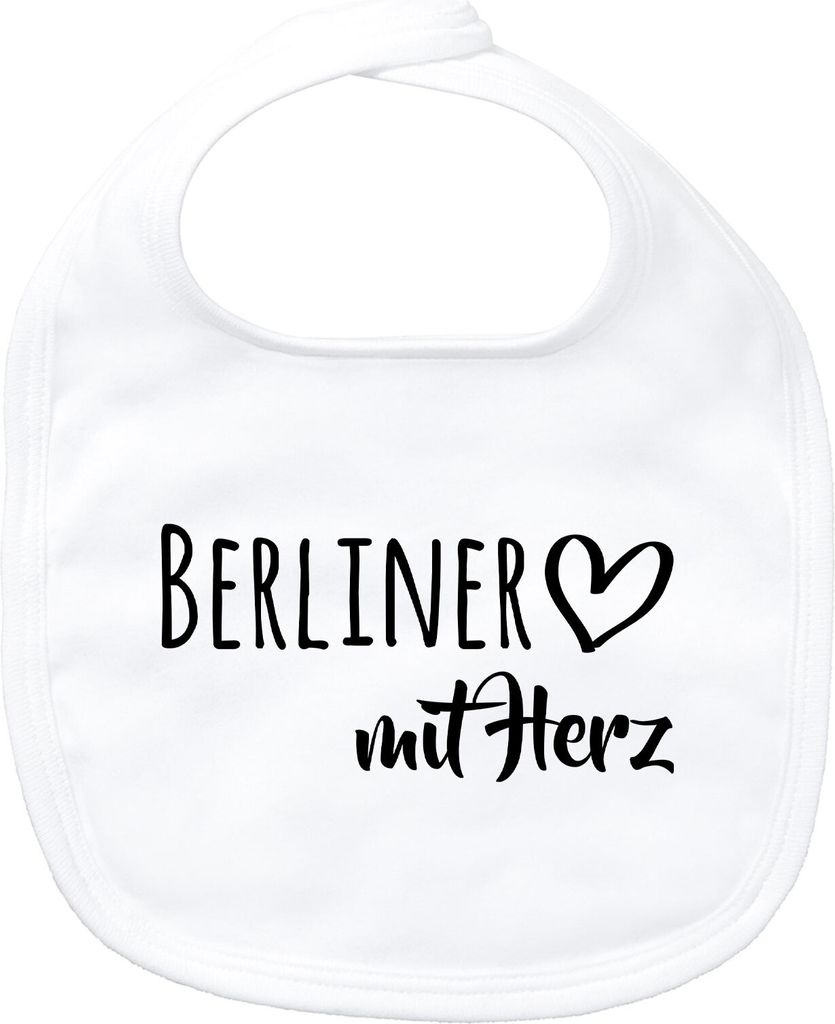 Huuraa Baby Lätzchen Berliner mit Herz White Klettverschluss Baumwolle Latz Geschenkidee