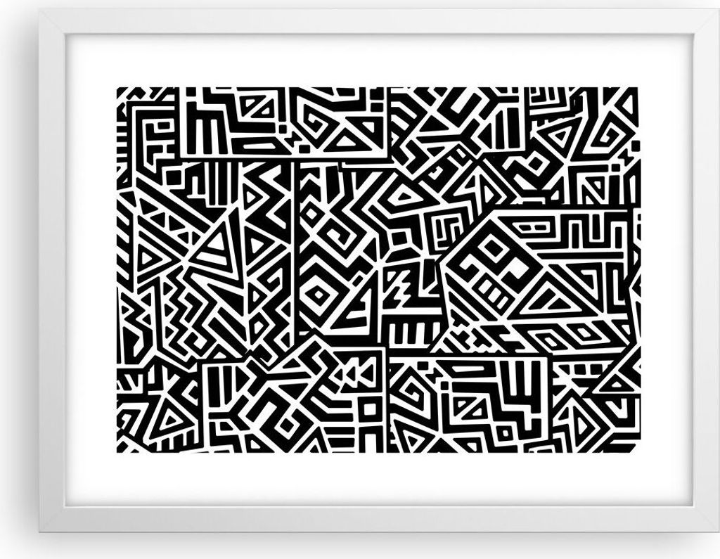 Gerahmtes Poster - Weißer Rahmen - Op-Art. Schwarz Weiß - 40x30 cm - Wand Bild - Wanddeko - Wandbilder - Kunstposter - Wandposter - Bilderrahmen ...