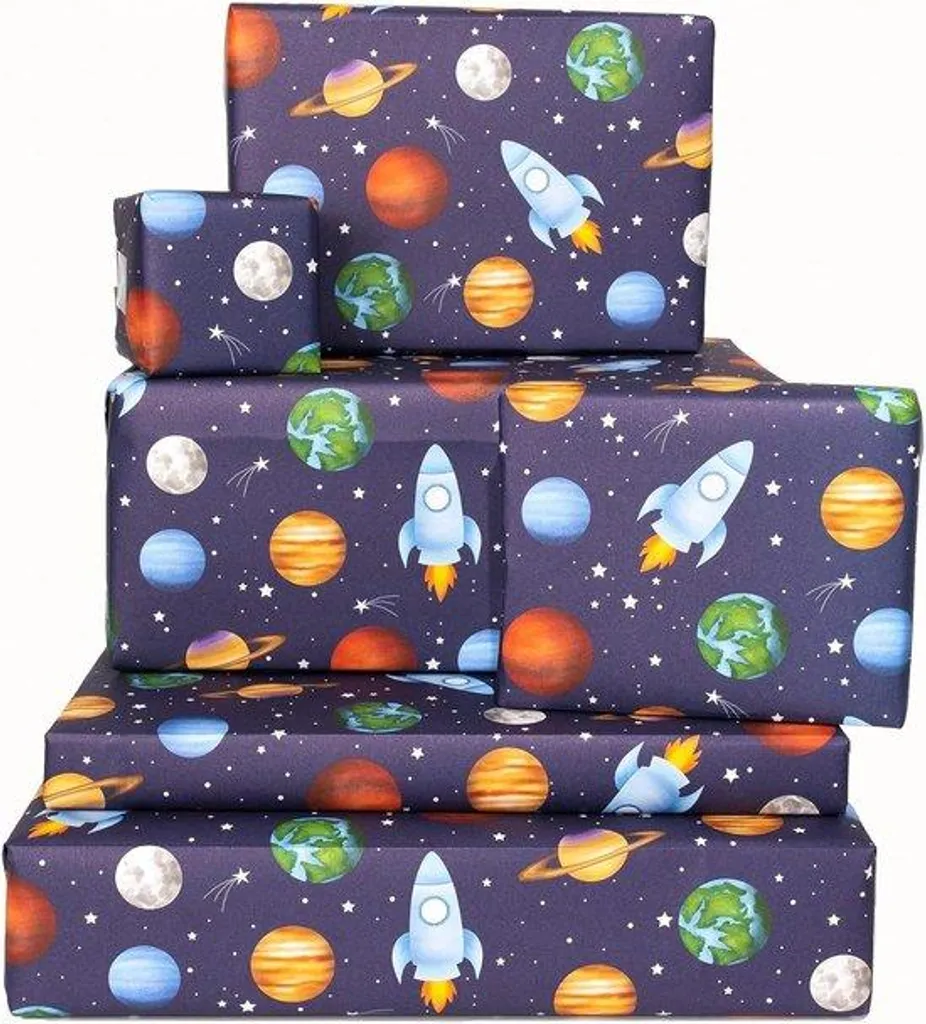 Papier Cadeau Garçon - Lot de 6 Feuilles Illustrées pour Anniversaire