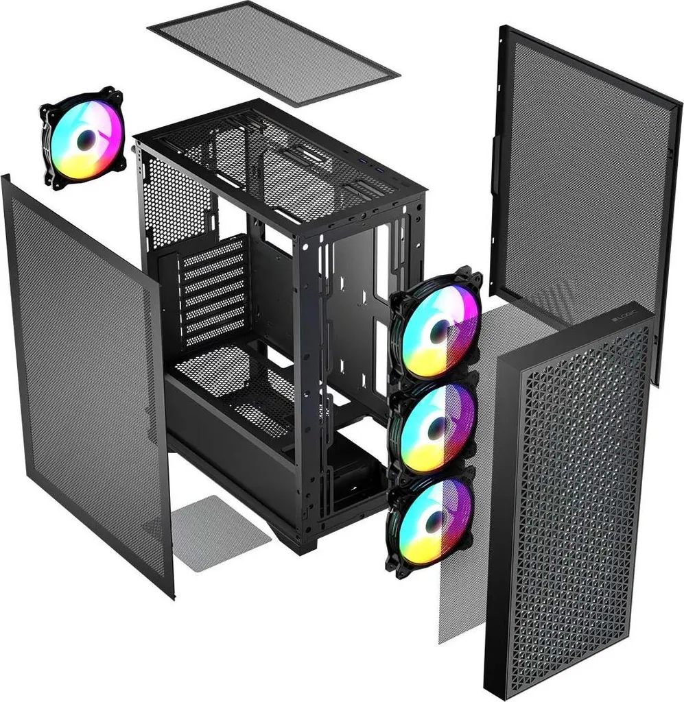 Boîtier PC Logic DART PRO ARGB Noir avec Connectivité USB-C Ultra Rapide