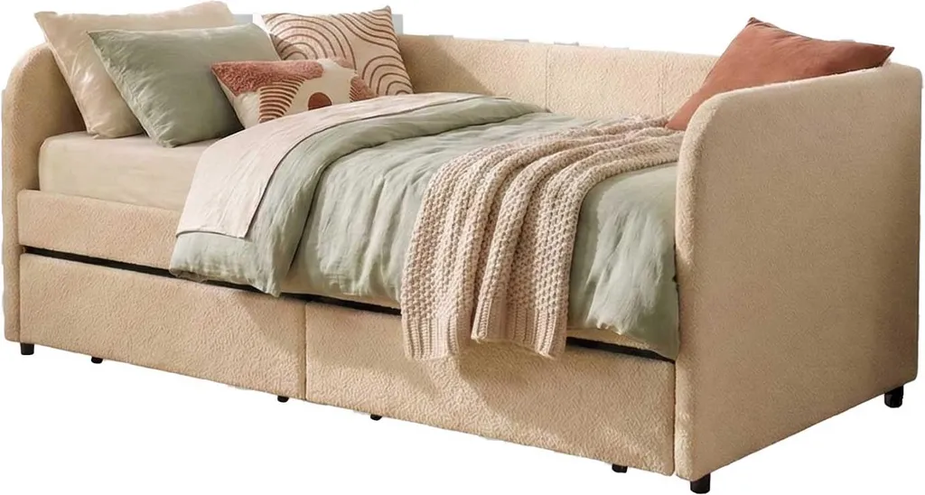 Lit superposé enfant 90x200 cm beige Spector idéal pour optimiser l'espace