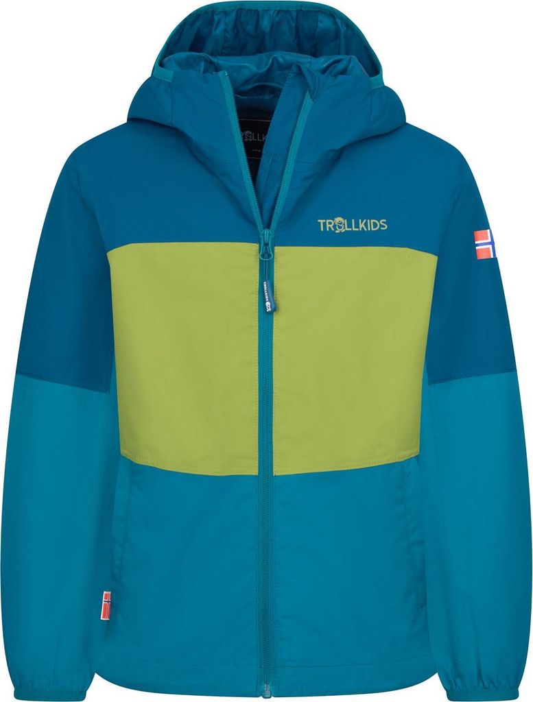 TROLLKIDS Bjordal wasserdichte Kinder Outdoor Jacke mit Kapuze blau 152