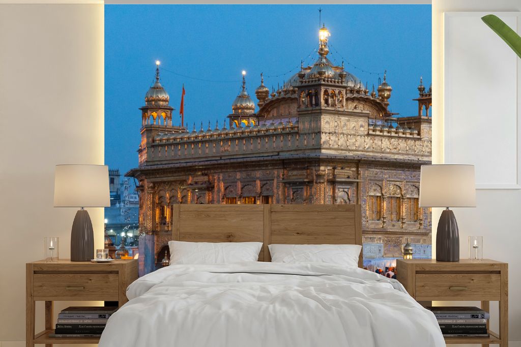 MuchoWow Fototapete für Wohnzimmer oder Schlafzimmer Wandtapete Vinyl Motivtapete Harmandir Sahib-Tempel in der Morgendämmerung - 260x260 cm - ...