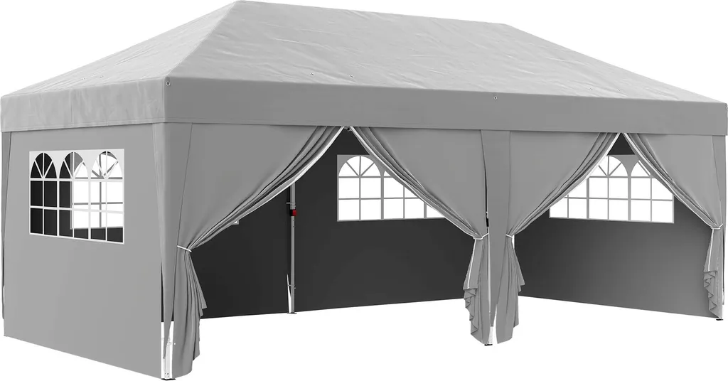 Tente de Réception 3x6m Pop-Up, Protection Solaire UV et Modulable