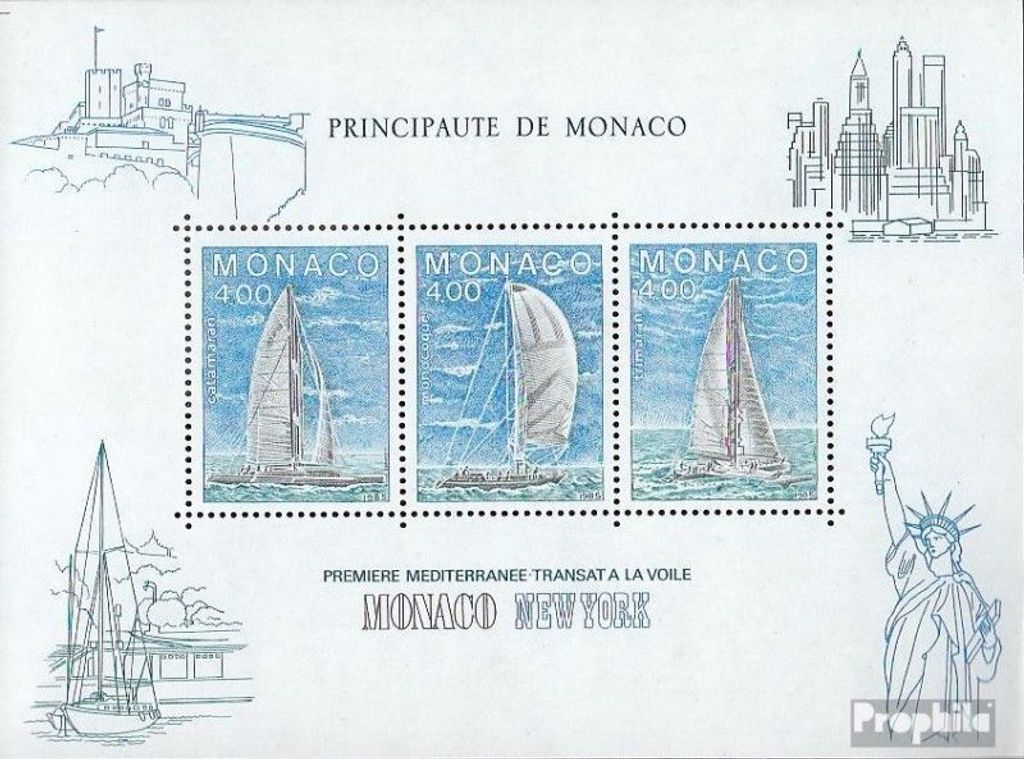 Briefmarken Monaco 1985 Mi Block30 (kompl.Ausg.) postfrisch Segelregatta