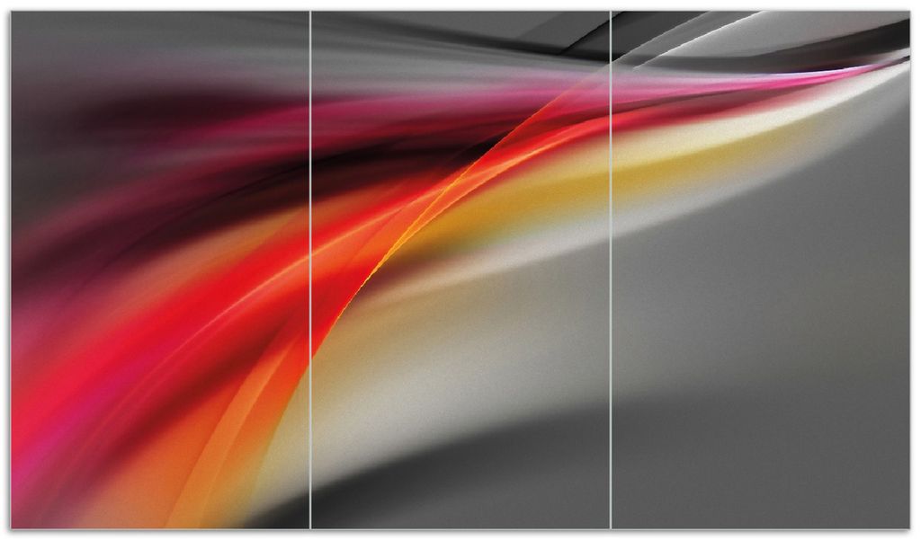 Wallario Herdabdeckplatte aus Glas, Größe 90 x 52 cm 3-teilig, Motiv Schwarz rot pink - Abstraktes Design