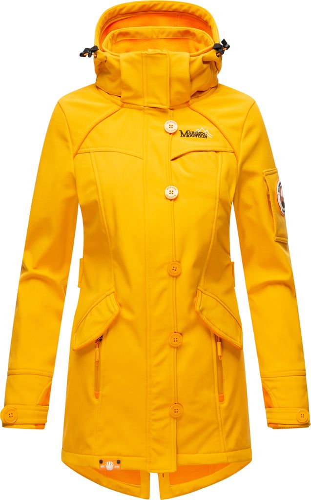 Marikoo Soulinaa Wasserdichte Damen Softshelljacke mit Kapuze Outdoor Jacke Regenjacke Regenmantel Amber Yellow Gr. 34 - XS