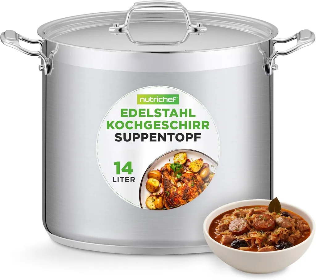 Dana Trading NutriChef Pentola Antiaderente 1,5L Con Coperchio E Manico Pieghevole – Adatta A Induzione – Grigio (NCCWSTKGRY)