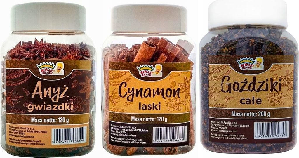 Set: Sternanis 120g, Zimtstangen 120g, Ganze Nelken 200g