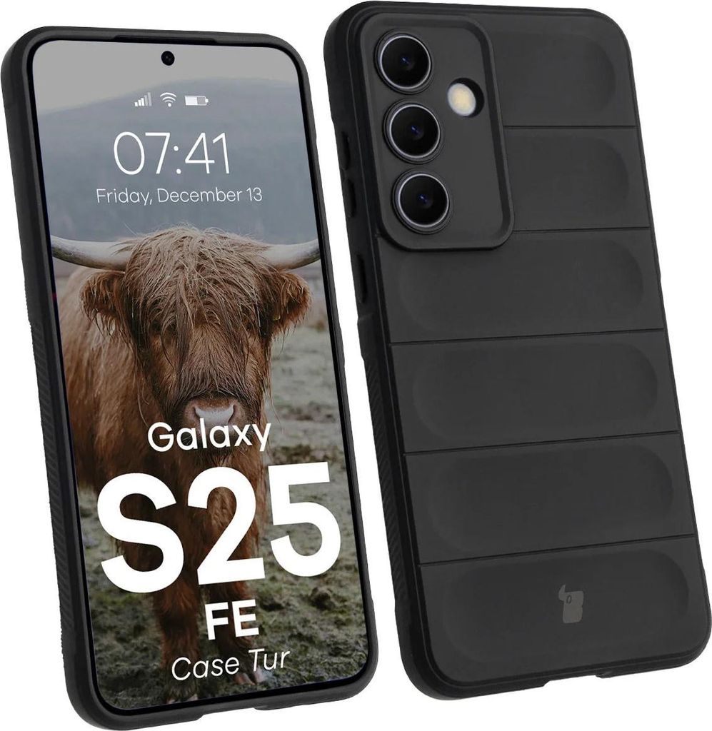 Robuste Handyhülle für Galaxy S25 FE, Bizon Case Tur, Schwarz