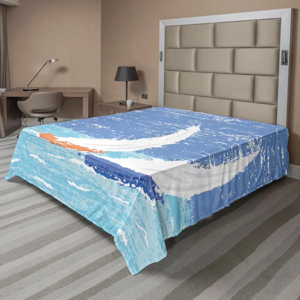 Drap de lit nautique ABAKUHAUS illustration coureurs océan 244x205 cm