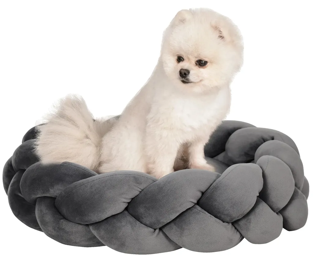 Couchage pour chien respirant gris 55 cm, lavable et anti-allergène