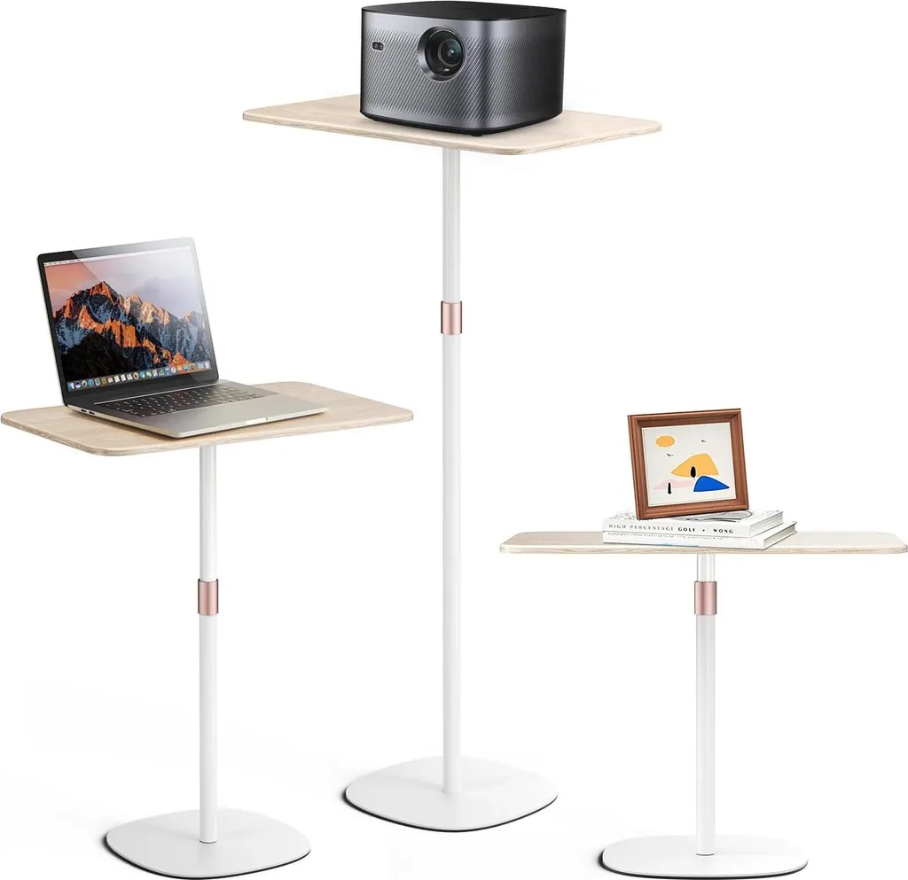 Table pour ordinateur portable réglable et mobile en bois blanc épuré