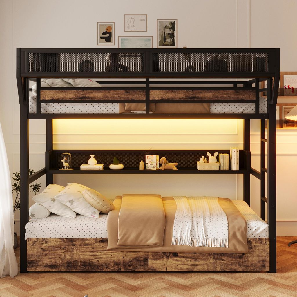 Cama alta de 90 x 200 cm, estructura de metal con Imagen del producto 