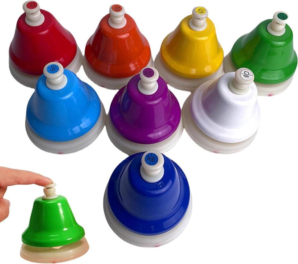 OKWISH Percussion Instrumente für Kinder, Musikset Kinder Schlaginstrumente, Musikspielzeug Schlagzeug, 8-tlg. Orff-Ton-Glockenspiel mit Tasten