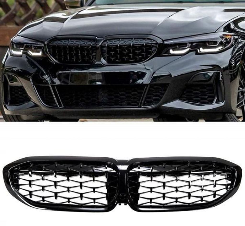 Griglia anteriore nera lucida, compatibile con BMW Serie 3 Immagine del prodotto 
