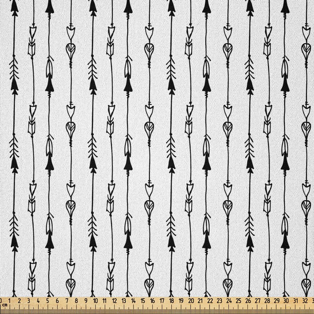 ABAKUHAUS Pfeil Microfaser Stoff als Meterware , Handgezeichnete Verknüpfte Endlose Pfeile Muster Vintage Tribal Icons Illustration Druck, 5 M (23...