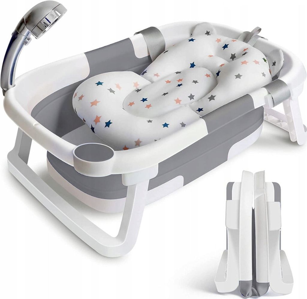 Primabobo Faltbare Babybadewanne mit Badekissen und Produktbild 10