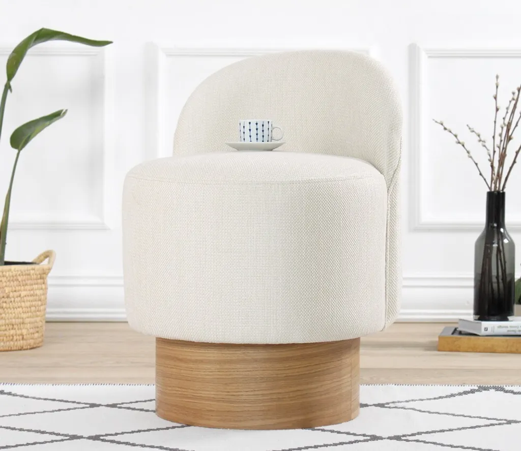 Pouf Repose-Pieds Crème Hanah Home - Siège d'Appoint Salon et Chambre