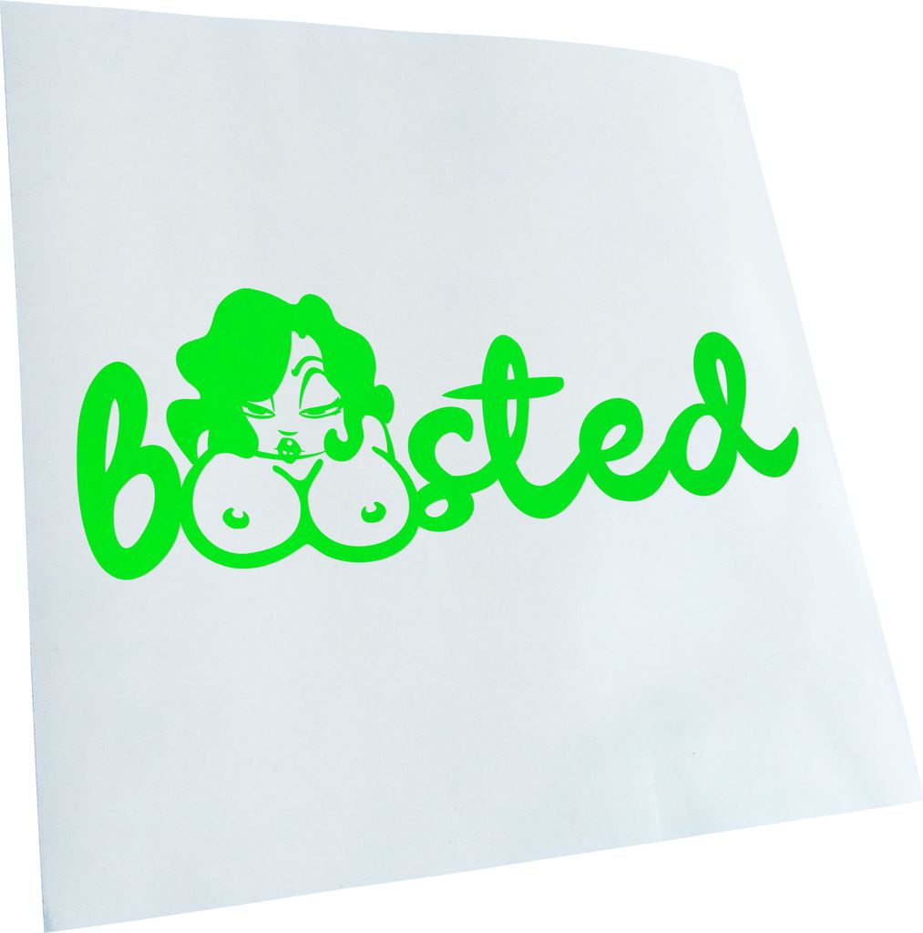 Kiwistar - Autoaufkleber - Boosted - Neongrün - 60x21cm - Aufkleber für Auto, Laptop, Fahrrad, LKW, Motorrad mehrfarbig JDM Decal Racing