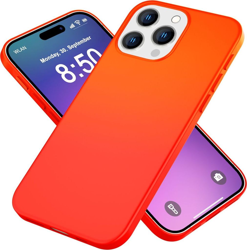 NALIA Neon Silikonhülle für iPhone 16 Pro Max – Soft-Touch & Signal-Neon – NEONSHOCK (Matte Schutzhülle) – Marke aus Berlin – Orange