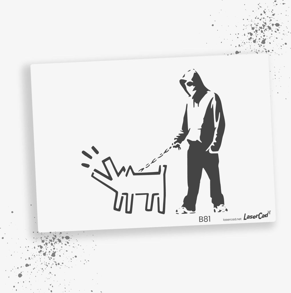 LaserCad Schablonen BANKSY Streetart  (B81, Choose Your Weapon, DIN A2) Stencil für Graffiti, Airbrush, Deko