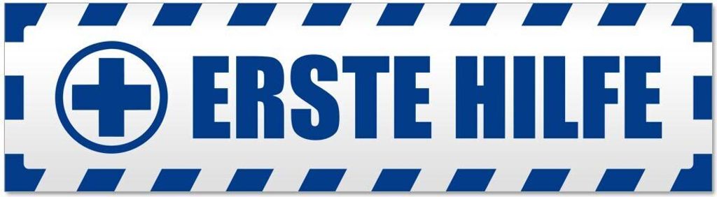 Kiwistar - Autoaufkleber - Verkehrsblau - 30 x 8 cm - Erste Hilfe gestreift - Hinweis Aufkleber Sticker für Auto, Kfz, Fahrrad, PKW, LKW