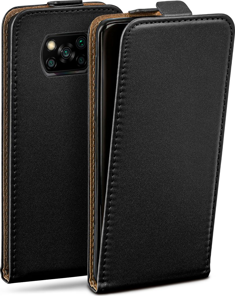 moex Flip Case kompatibel mit Xiaomi Poco X3 NFC / X3 Pro - Hülle mit 360 Grad Schutz, Schwarz