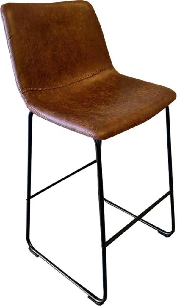 Tabouret de bar design cognac 99 cm Mancia avec assise PU grand confort