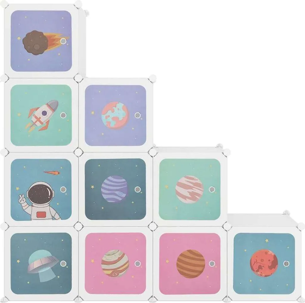 Étagère modulable 10 compartiments en PP blanc haute densité pour enfant