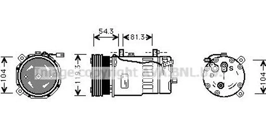 Compresseur clim pour VW Caddy et Multivan V - AVA VNAK280 OE 7H0820803B