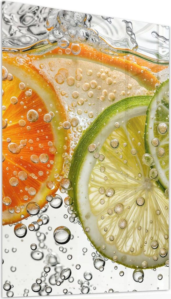 Glasbild 60x90cm in XXL für Wohnzimmer, Schlafzimmer Motiv Frucht Spritzer