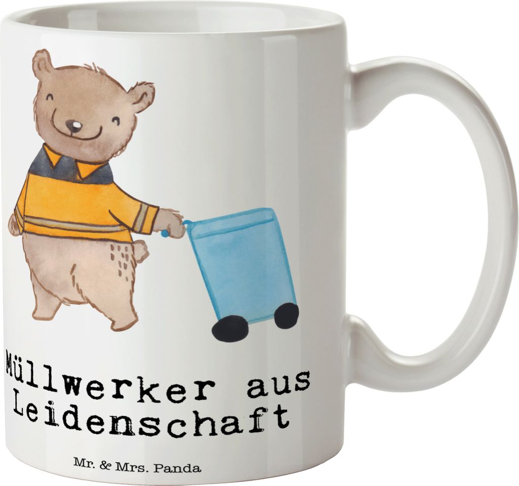 Mr. & Mrs. Panda cappuccinotasse Müllwerker Leidenschaft - Weiß - Geschenk, Müllmann, Kaffeetasse, kaffeebecher keramik, Witzig, Pott, Lustig, B...