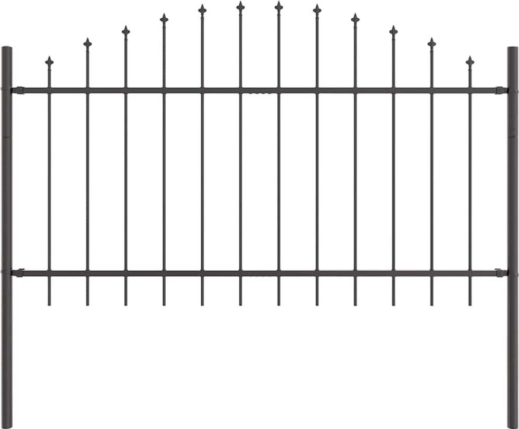 vidaXL Gartenzaun Woerden Grau 170 x 140 cm Pulverbeschichteter Stahl