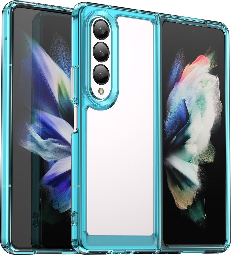 Galaxy Z Fold4 Hülle, Klar Rückseite Stoßfeste TPU Silikon Bumper Schutzhülle für Samsung Galaxy Z Fold 4 5G Hellblau