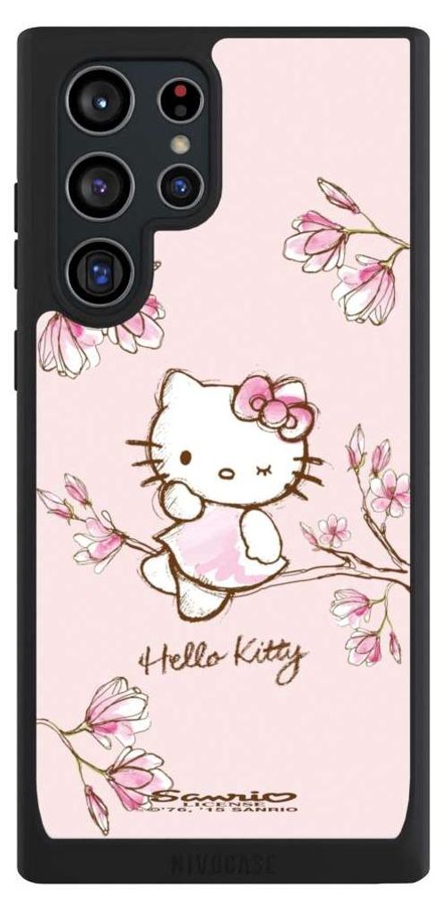 NIVOCASE Handyhülle für Samsung Galaxy S22 Ultra Hülle NIVOpure Case Schwarz Fanartikel Hanami Hello Kitty