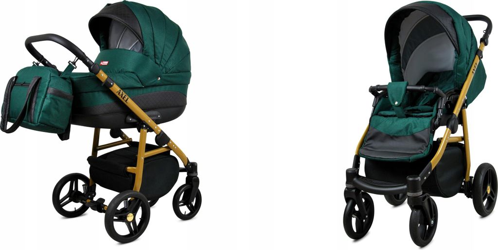 BabyLux Axel | 2in1 Kinderwagen Set | Bottle Green | Kombikinderwagen | Kinderwagenset | Buggy