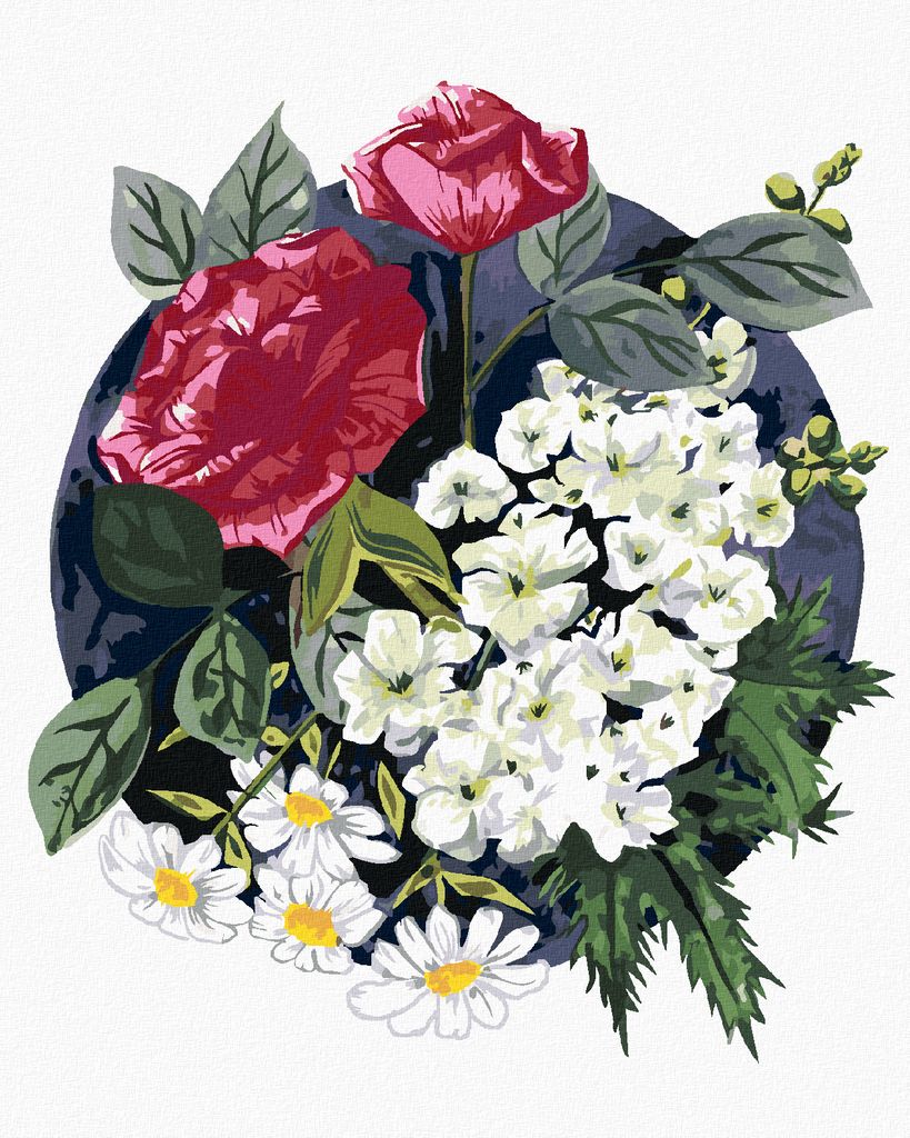 Zuty - Malen nach Zahlen - ROSEN UND MARGERITEN (ALEXANDRIA GILBERT), 40x50 cm, ohne Keilrahmen