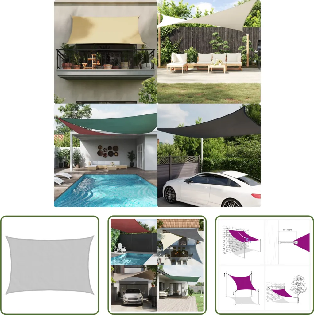 The Living Store Tenda da sole grigio chiaro 5x4 m 100% poliestere Oxford
